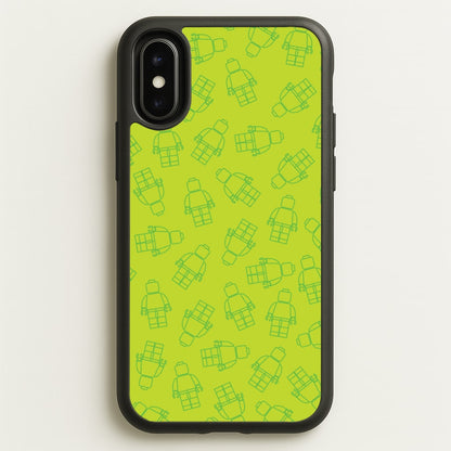 Bricks Figures Pattern Green  - Bricks Phone Case for iPhone X / XS