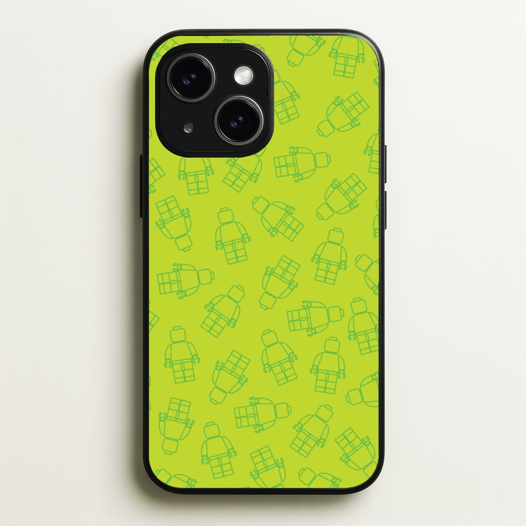 Bricks Figures Pattern Green  - Bricks Phone Case for iPhone 14