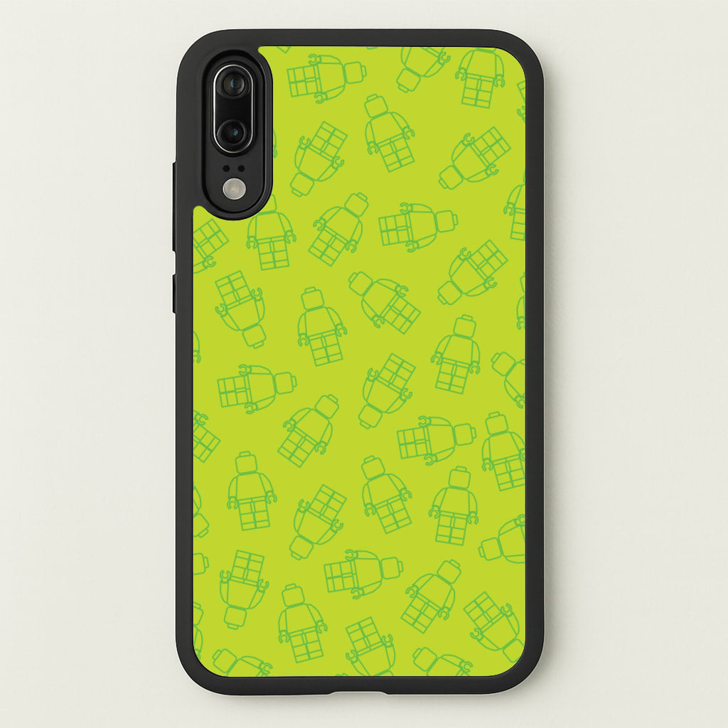 Bricks Figures Pattern Green  - Bricks Phone Case for Huawei P20