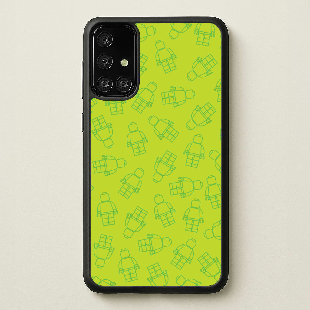 Bricks Figures Pattern Green  - Bricks Phone Case for Galaxy A71