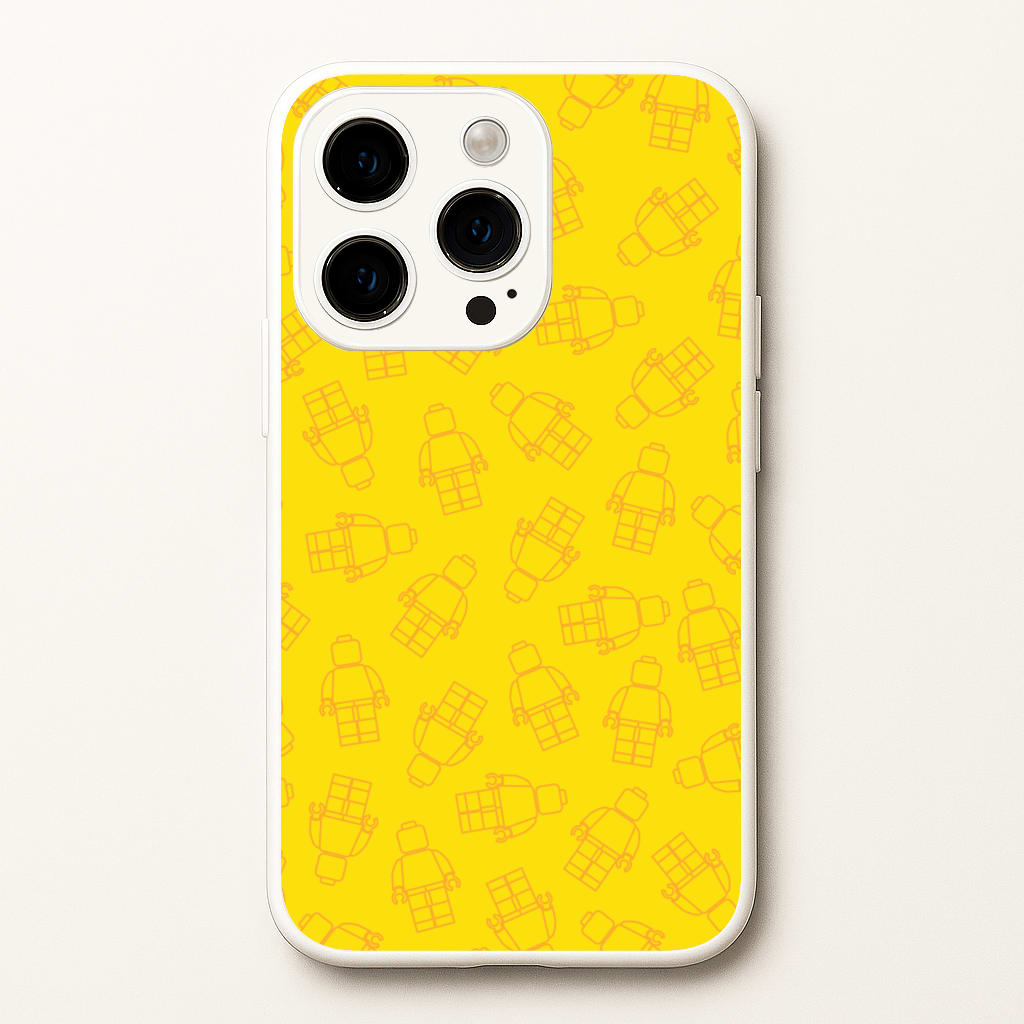 Bricks Figures Pattern Yellow  - Bricks Phone Case for iPhone 15 Pro Max
