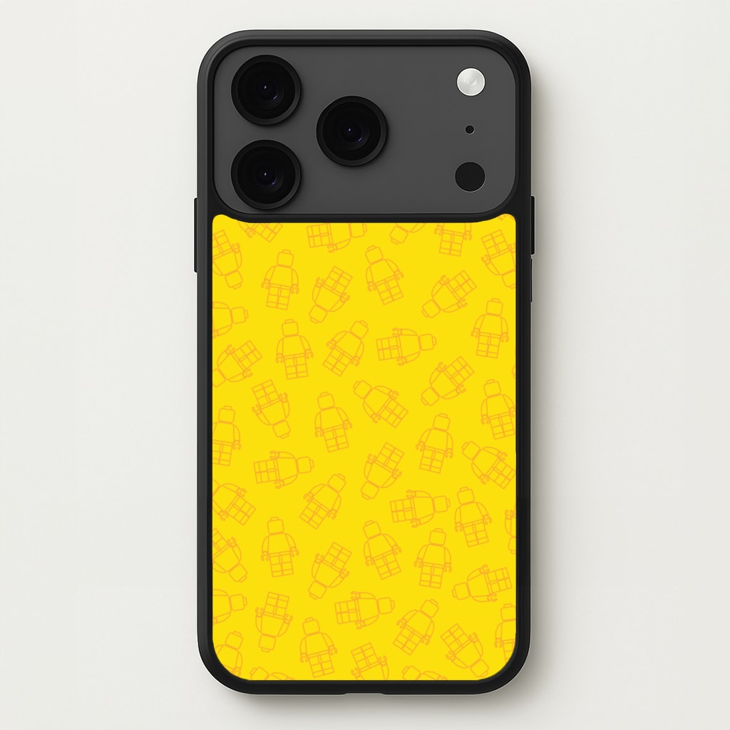 Bricks Figures Pattern Yellow Phone Case for iPhone 17 Pro Max