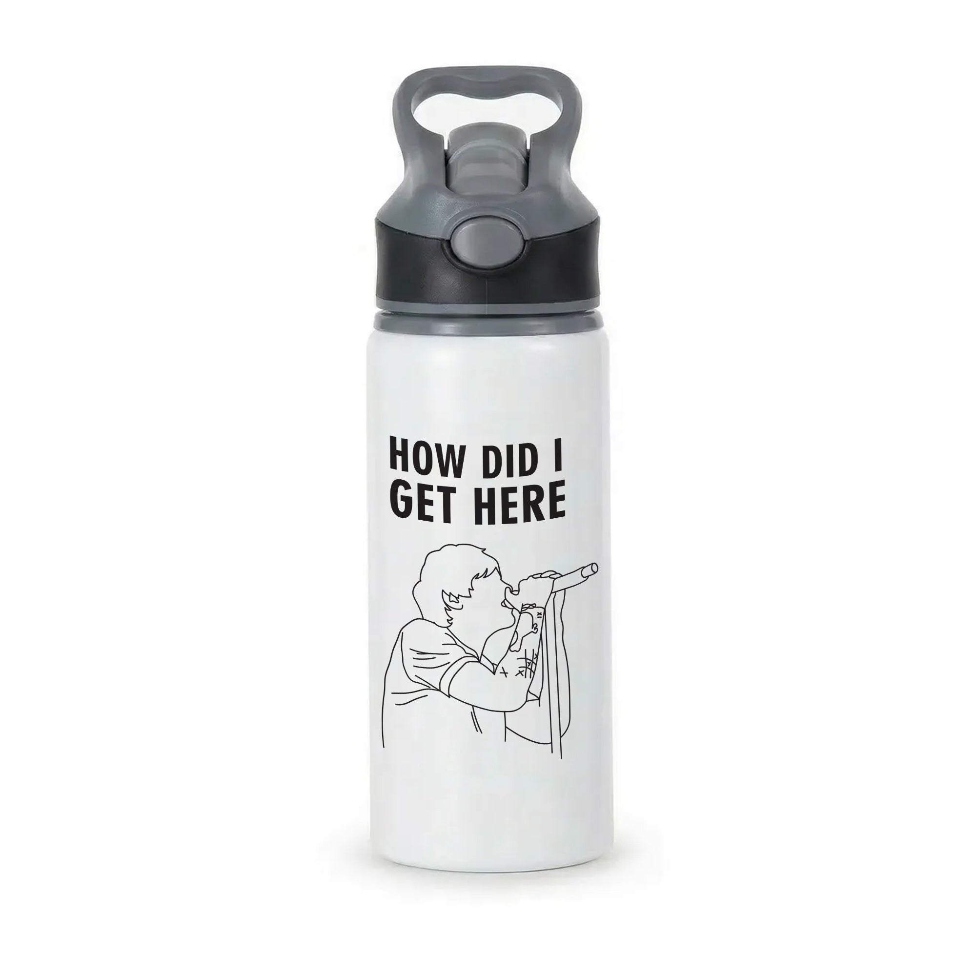 How Did I Get Here Outline Active Water Bottle - Black