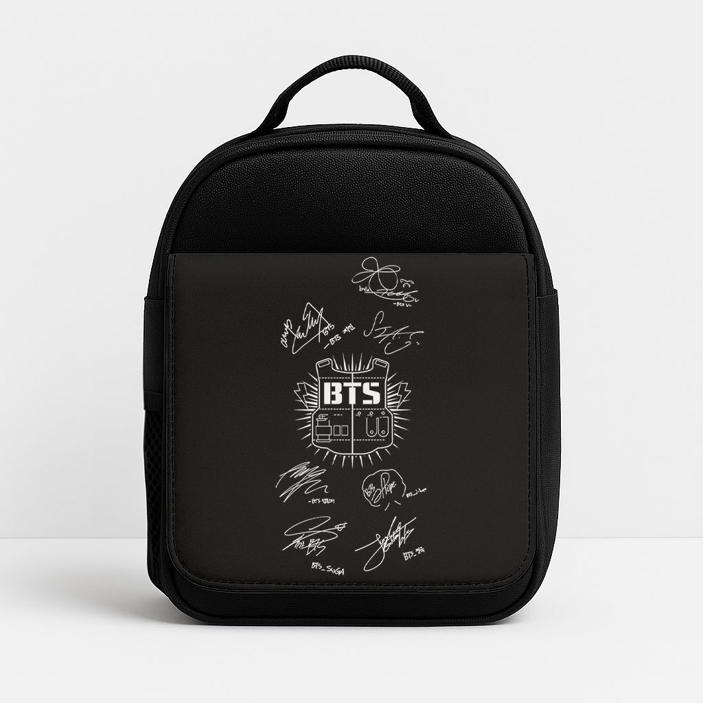 Black K-Pop Band Army Logo and Signatures Lunchbox