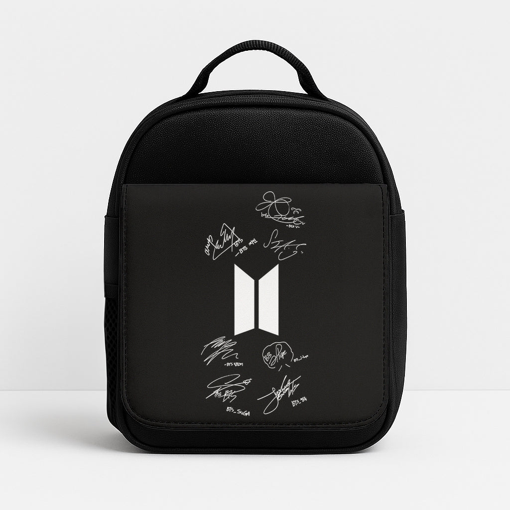 Black K-Pop Band Logo and Signatures Lunchbox