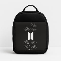 Black K-Pop Band Logo and Signatures Lunchbox