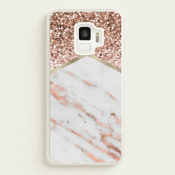 Rose Gold Marble & Glitter  - marble Phone Case for Galaxy S9
