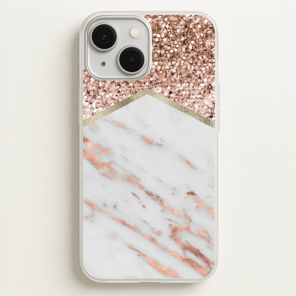 Rose Gold Marble & Glitter  - marble Phone Case for iPhone 13