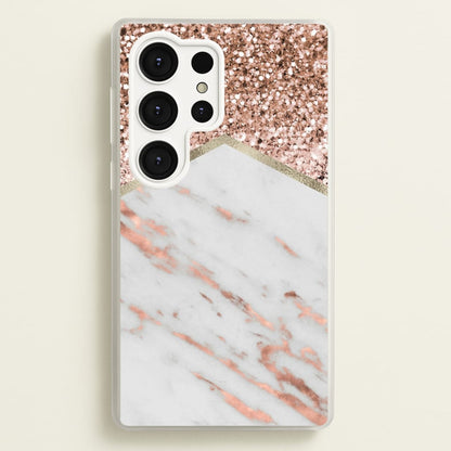 Rose Gold Marble & Glitter  - marble Phone Case for Galaxy S25 Ultra