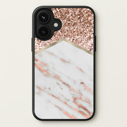 Rose Gold Marble & Glitter Phone Case for iPhone 17
