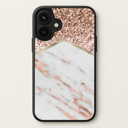 Rose Gold Marble & Glitter Phone Case for iPhone 17