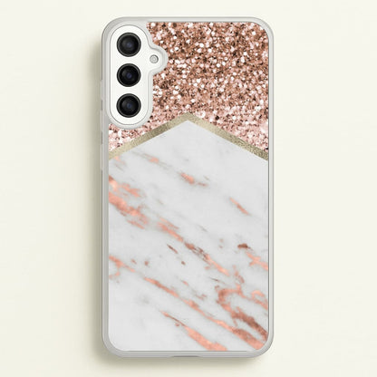 Rose Gold Marble & Glitter  - marble Phone Case for Galaxy A36