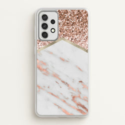 Rose Gold Marble & Glitter  - marble Phone Case for Galaxy A52 / A52s