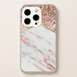 Rose Gold Marble & Glitter  - marble Phone Case for iPhone 15 Pro