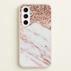 Rose Gold Marble & Glitter  - marble Phone Case for Galaxy A54