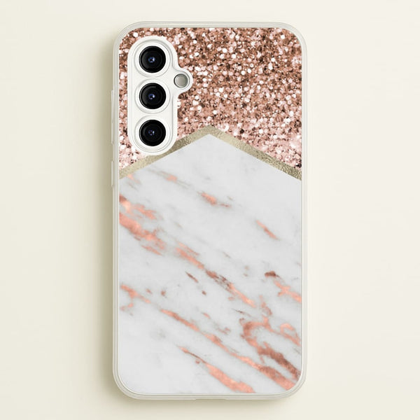 Rose Gold Marble & Glitter  - marble Phone Case for Galaxy A54