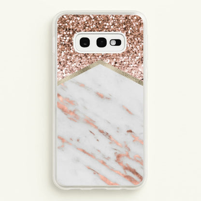 Rose Gold Marble & Glitter  - marble Phone Case for Galaxy S10e