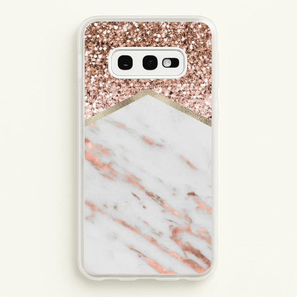 Rose Gold Marble & Glitter  - marble Phone Case for Galaxy S10e
