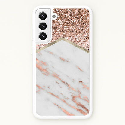 Rose Gold Marble & Glitter  - marble Phone Case for Galaxy S22 Plus