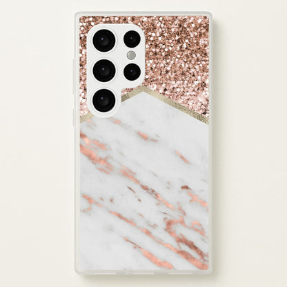 Rose Gold Marble & Glitter  - marble Phone Case for Galaxy S24 Ultra