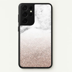 Rose Gold Glitter & Marble  - marble Phone Case for Galaxy S21 Ultra