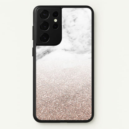 Rose Gold Glitter & Marble  - marble Phone Case for Galaxy S21 Ultra