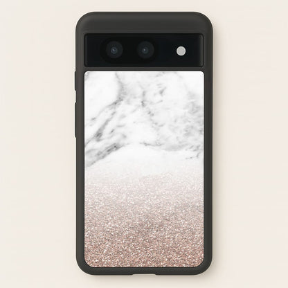 Rose Gold Glitter & Marble  - marble Phone Case for Google Pixel 8a