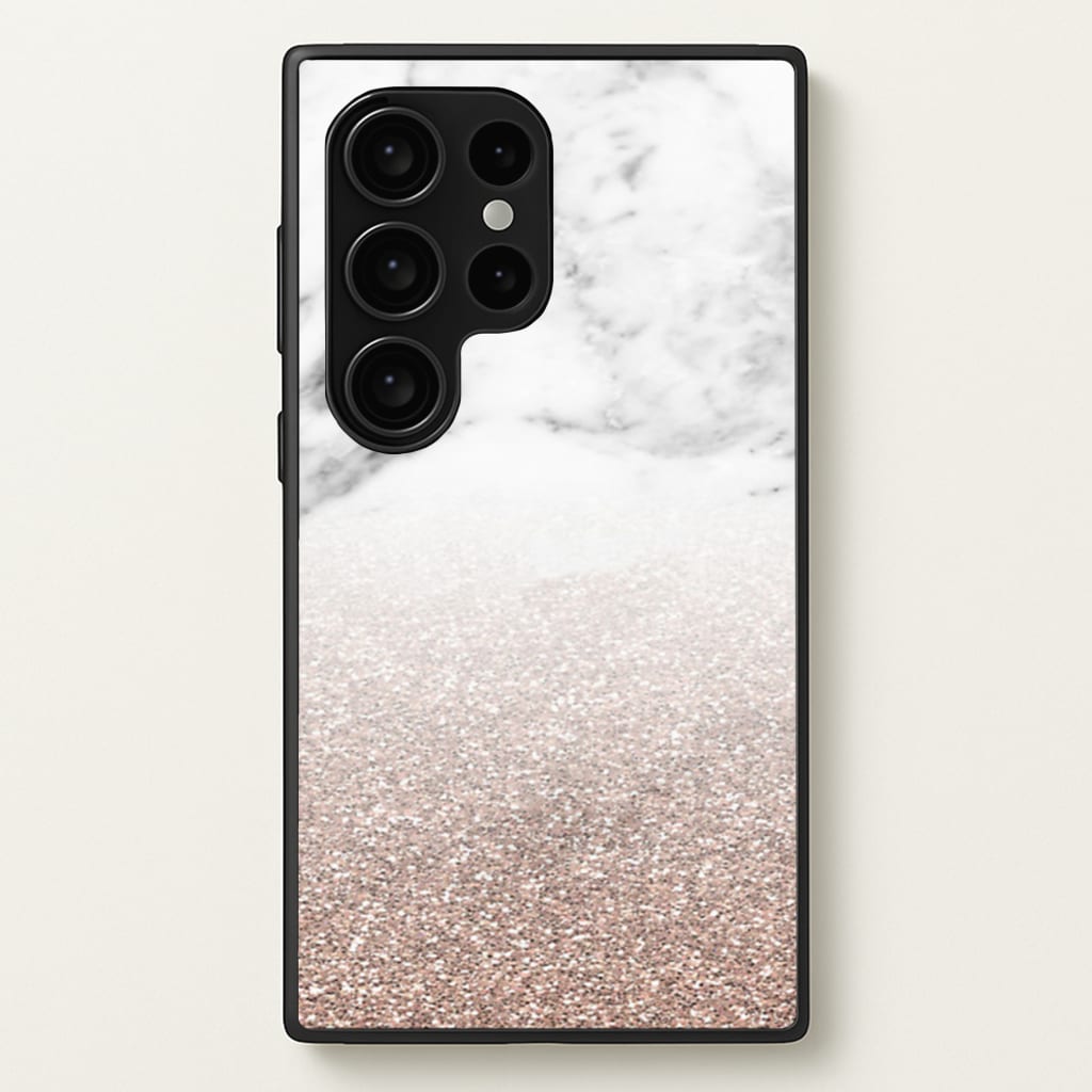 Rose Gold Glitter & Marble  - marble Phone Case for Galaxy S24 Ultra