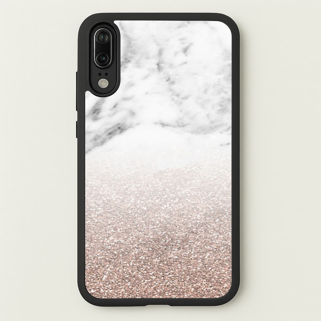 Rose Gold Glitter & Marble  - marble Phone Case for Huawei P20