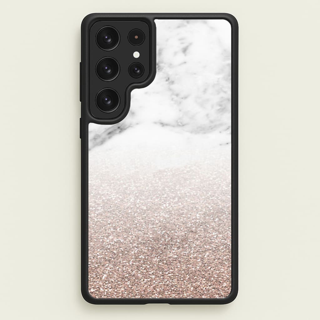 Rose Gold Glitter & Marble  - marble Phone Case for Galaxy S22 Ultra