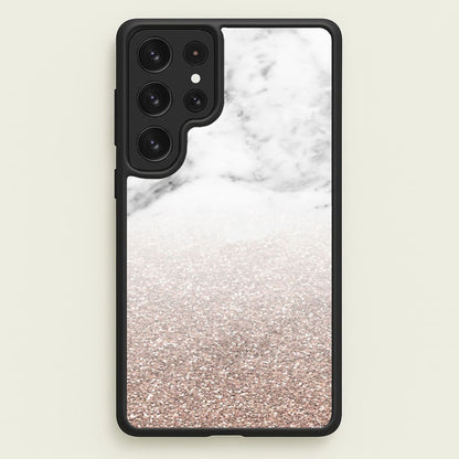 Rose Gold Glitter & Marble  - marble Phone Case for Galaxy S22 Ultra
