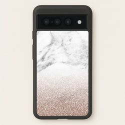 Rose Gold Glitter & Marble  - marble Phone Case for Google Pixel 7 Pro