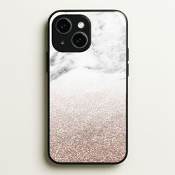 Rose Gold Glitter & Marble  - marble Phone Case for iPhone 15