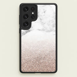 Rose Gold Glitter & Marble  - marble Phone Case for Galaxy S23 Ultra