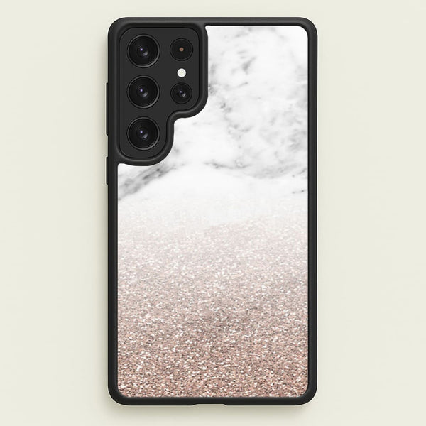 Rose Gold Glitter & Marble  - marble Phone Case for Galaxy S23 Ultra