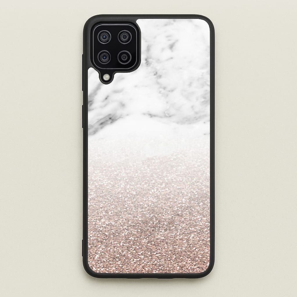 Rose Gold Glitter & Marble  - marble Phone Case for Galaxy A12