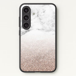 Rose Gold Glitter & Marble  - marble Phone Case for Galaxy S25 Plus