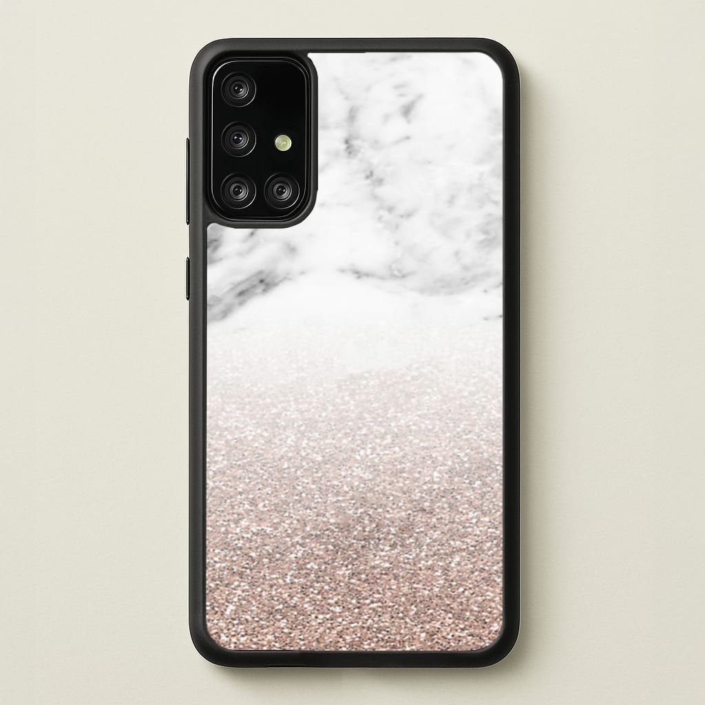 Rose Gold Glitter & Marble  - marble Phone Case for Galaxy A71