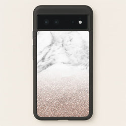 Rose Gold Glitter & Marble  - marble Phone Case for Google Pixel 6