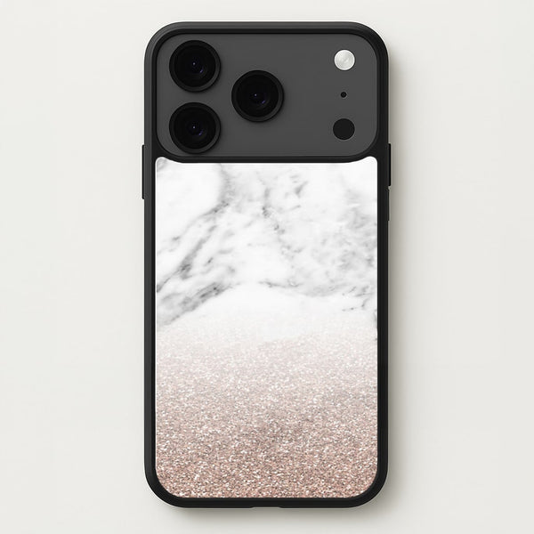 Rose Gold Glitter & Marble Phone Case for iPhone 17 Pro Max