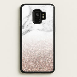 Rose Gold Glitter & Marble  - marble Phone Case for Galaxy S9