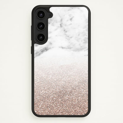 Rose Gold Glitter & Marble  - marble Phone Case for Galaxy S23 Plus