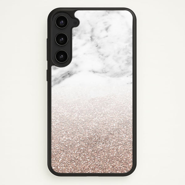 Rose Gold Glitter & Marble  - marble Phone Case for Galaxy S23 Plus