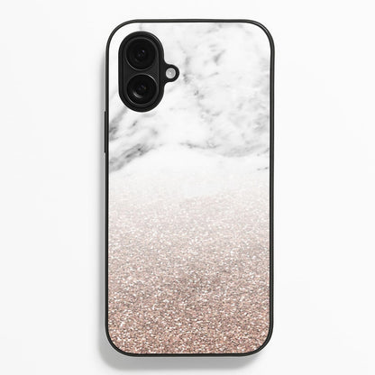 Rose Gold Glitter & Marble  - marble Phone Case for iPhone 16 Plus