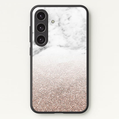 Rose Gold Glitter & Marble  - marble Phone Case for Galaxy S24 Plus