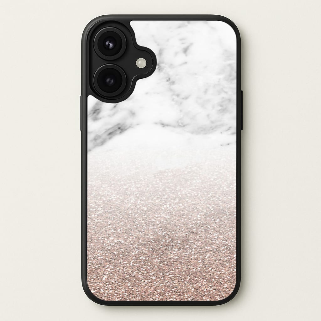 Rose Gold Glitter & Marble Phone Case for iPhone 17