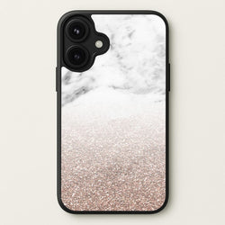 Rose Gold Glitter & Marble Phone Case for iPhone 17