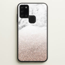 Rose Gold Glitter & Marble  - marble Phone Case for Galaxy A21s