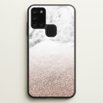 Rose Gold Glitter & Marble  - marble Phone Case for Galaxy A21s