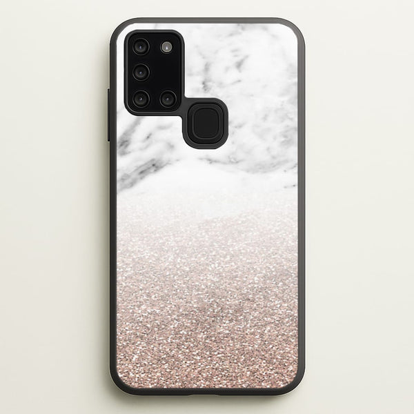 Rose Gold Glitter & Marble  - marble Phone Case for Galaxy A21s